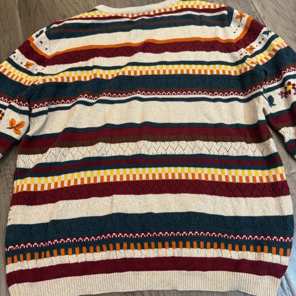Alfred Dunner Petite‎ Sweater PM Fall Colors Leaves Stripes Knit Womenswear